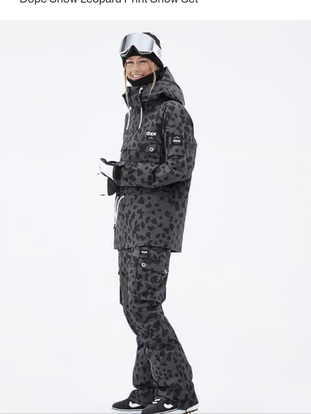 DOPE Akin Women's Leopard-Print Ski Jacket  - Black/Grey